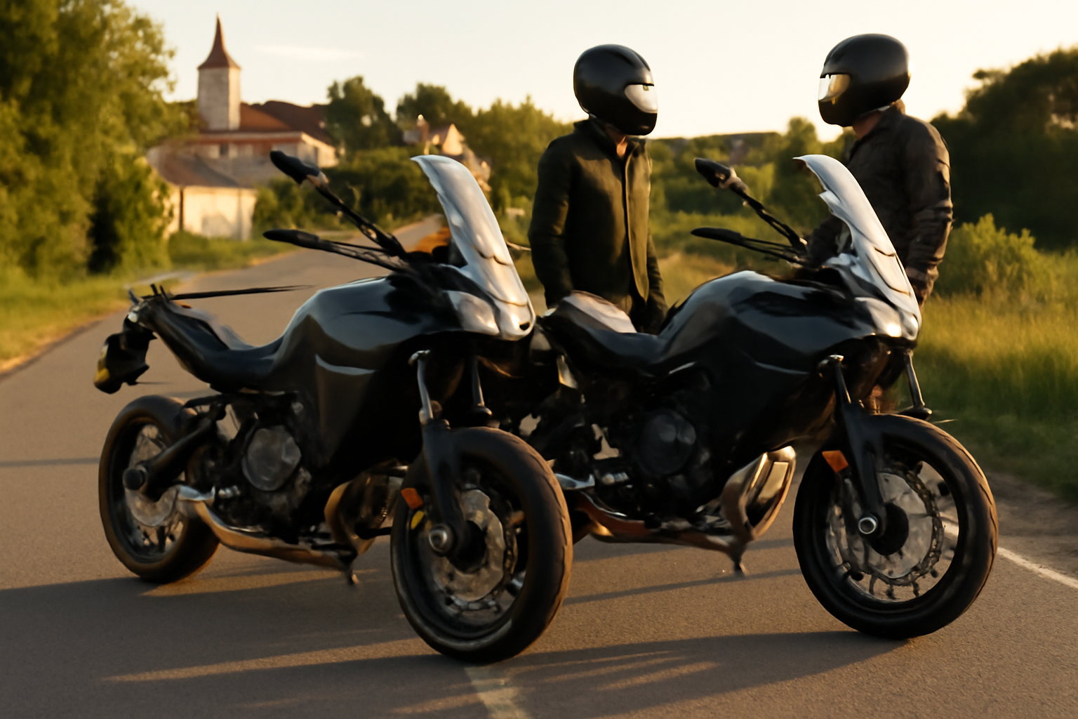 Yamaha Tracer 7 sur route avec bulle et carénage, vue réaliste de jour