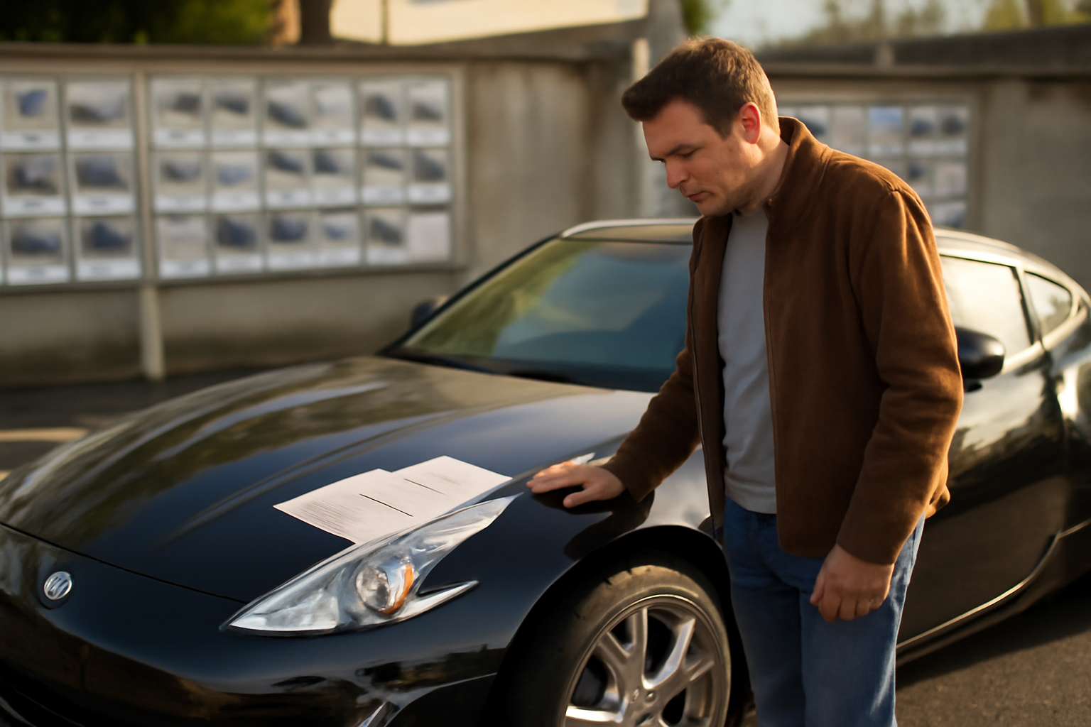 196 nissan 370z automatic en vente en France, vue de face sur parking