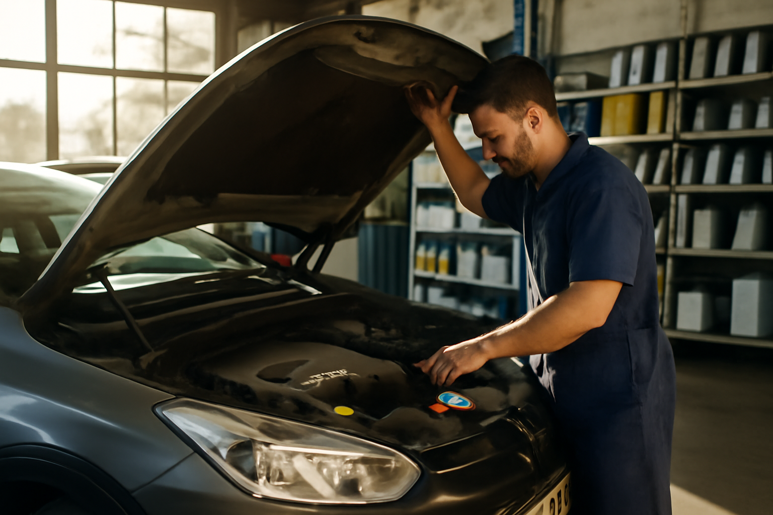 Moteur 1.8 hdi 150 mitsubishi 4N13 dans un compartiment moteur, lumière naturelle, diagnostic OBD sur établi