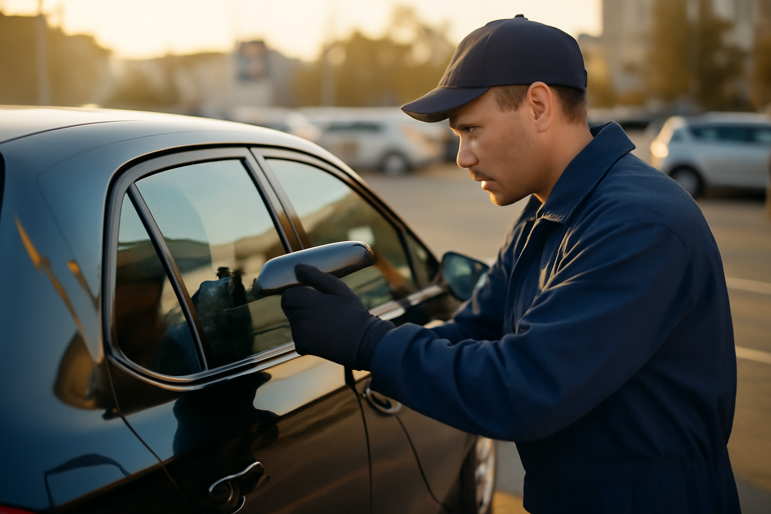 18 synergie eurodatacar : marquage antivol sur vitres de voiture, scène réaliste