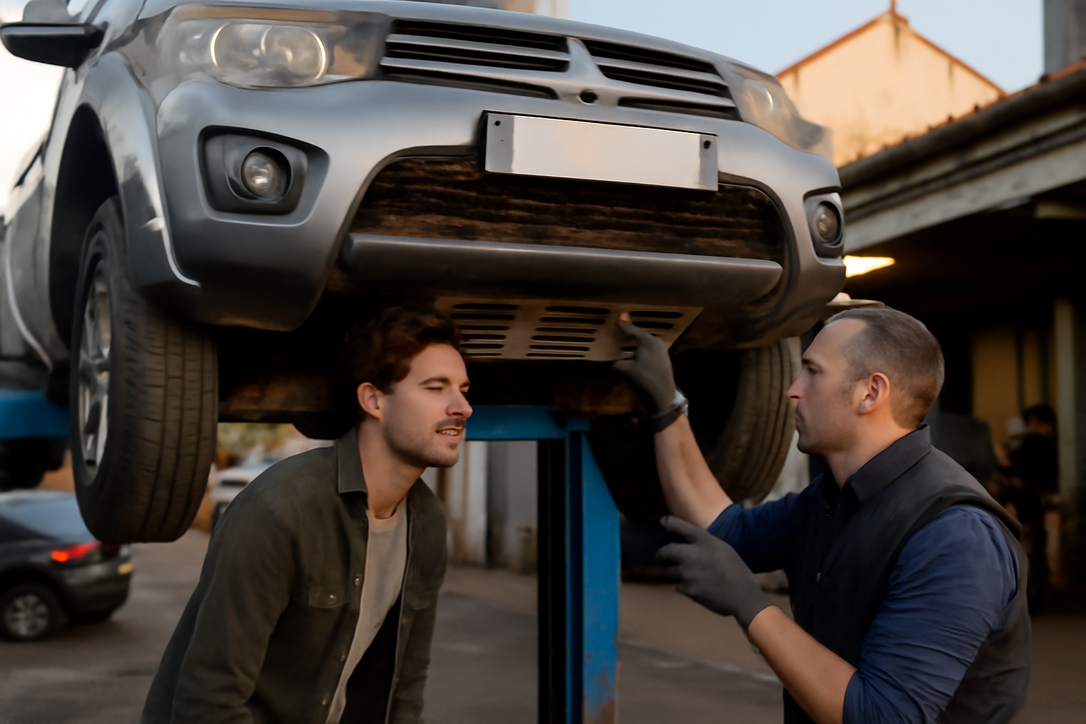 Mitsubishi L200 d’occasion inspectée pour l’achat 231 auto, sous véhicule et châssis
