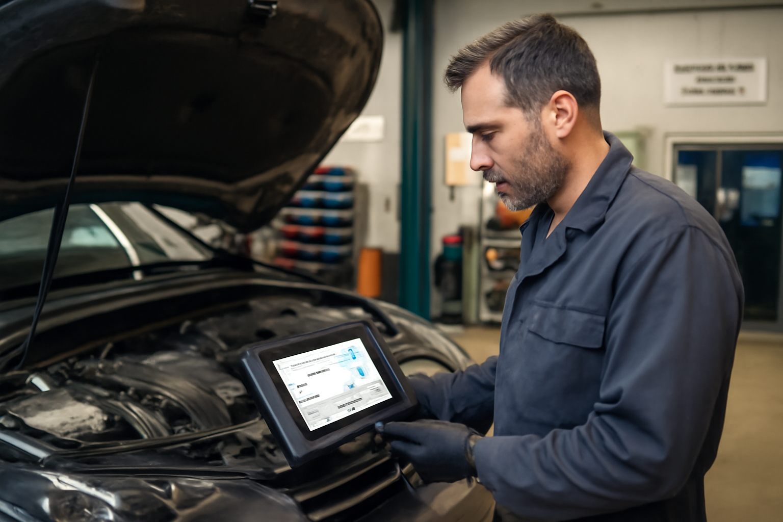 54 nettoyage fap près de Nancy : technicien diagnostiquant un filtre à particules sur véhicule diesel