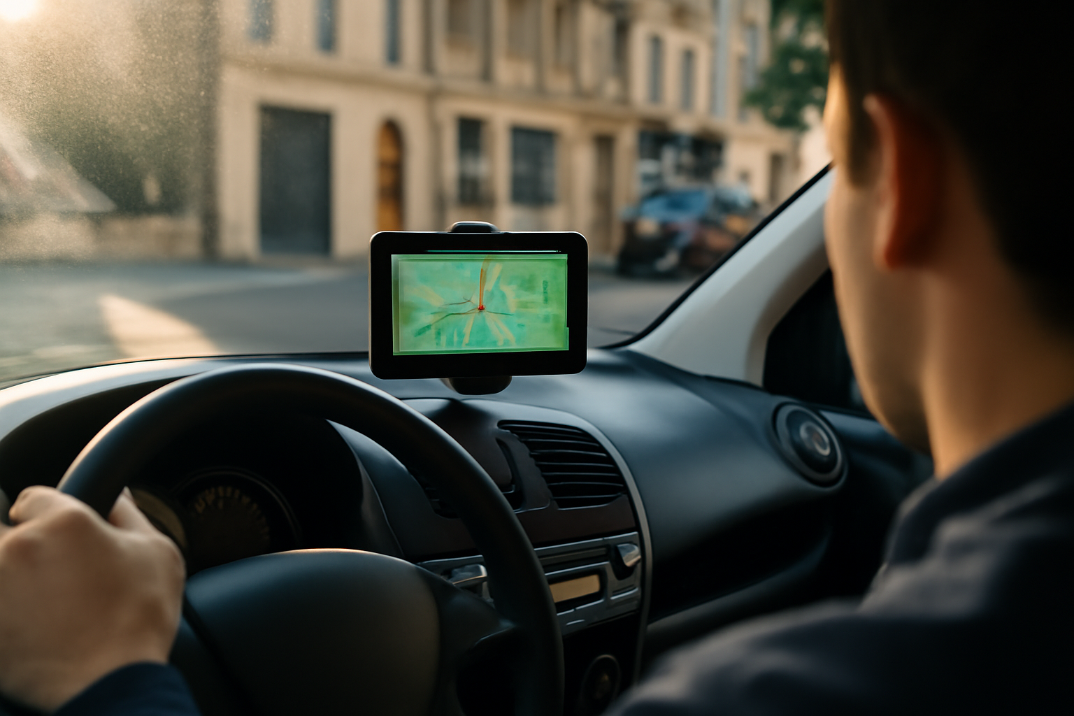 gps voiture sur tableau de bord avec écran lisible en plein jour