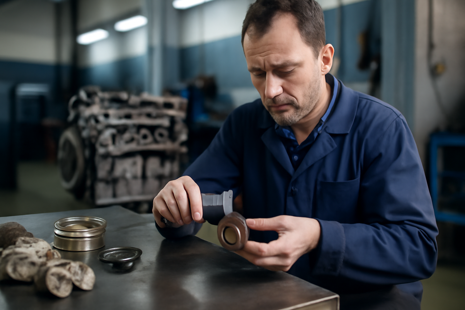 joint spi et bague d'étanchéité sur établi, mesures au pied à coulisse