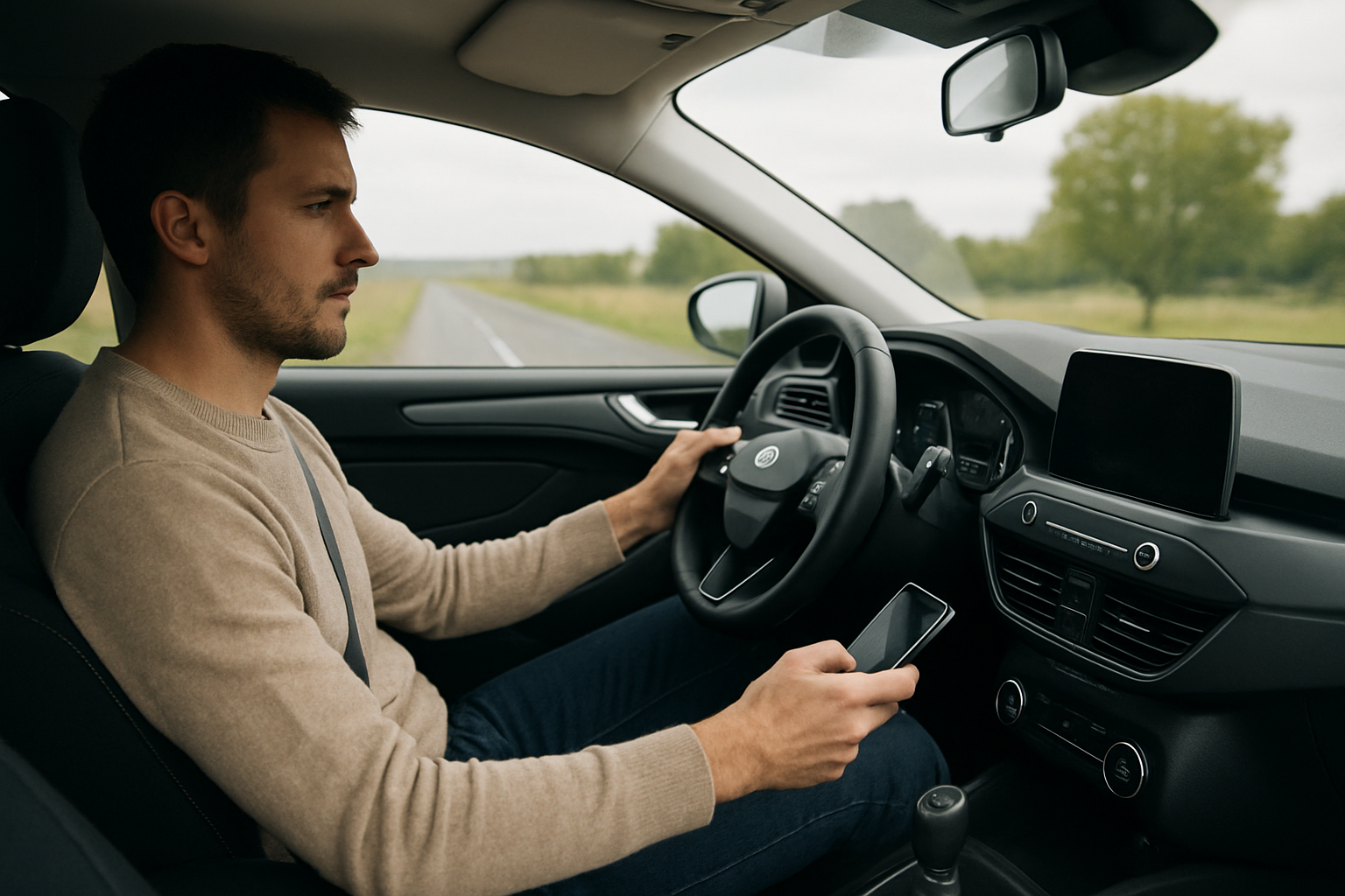 Essai routier d’une Ford Focus break d’occasion, contrôle du freinage et des vibrations