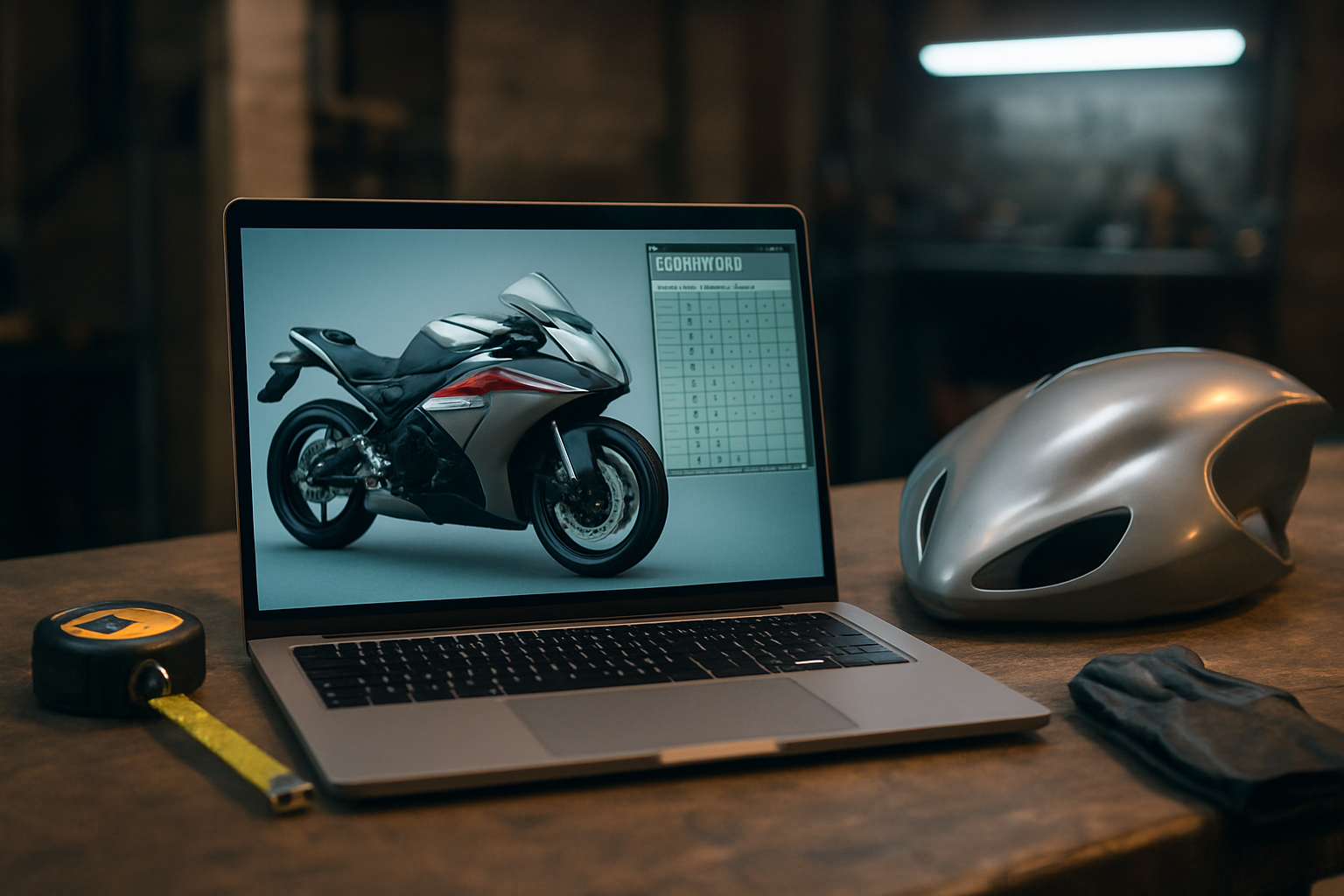Écran montrant une simulation covering moto et une liste de compatibilités modèle année