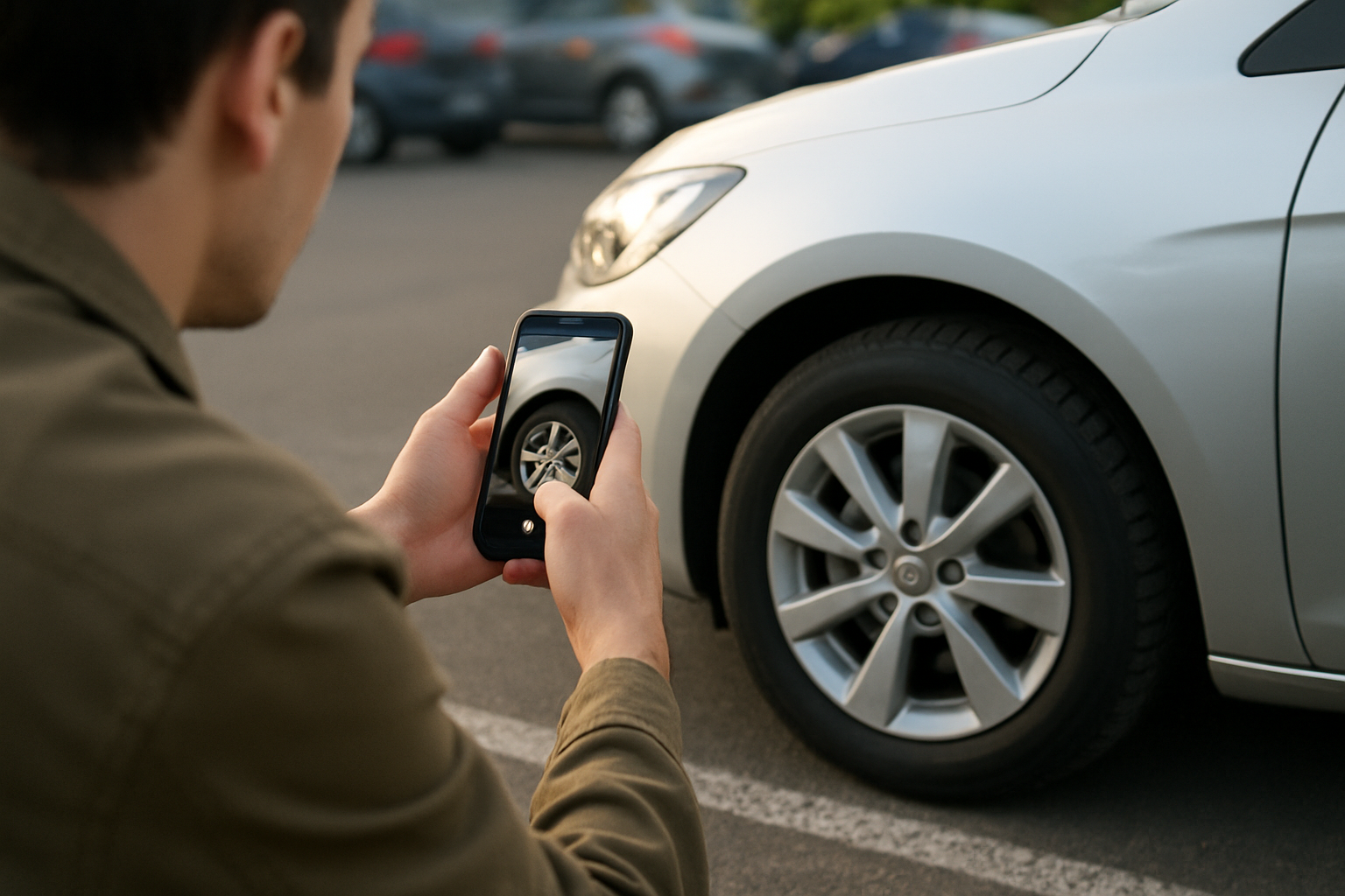 Tour du véhicule de location avant départ : photos de la carrosserie et relevé du compteur pour une location via Turo